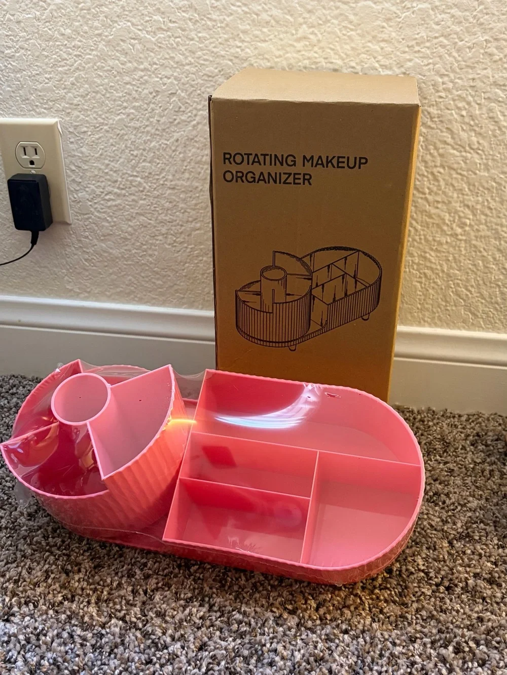 Pink Rotating Cosmetic Organizer Carousel - Compact Makeup Storage